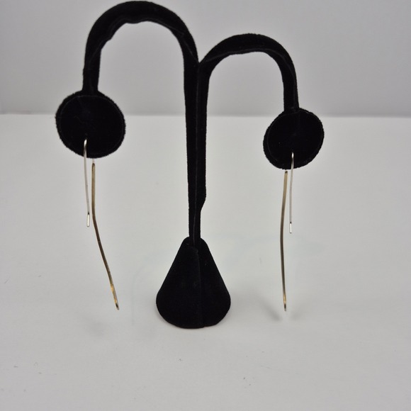Vtg Gold Tone Threader Earrings 2.5" Long Minimalist Drop Dangle KR India - Picture 11 of 11